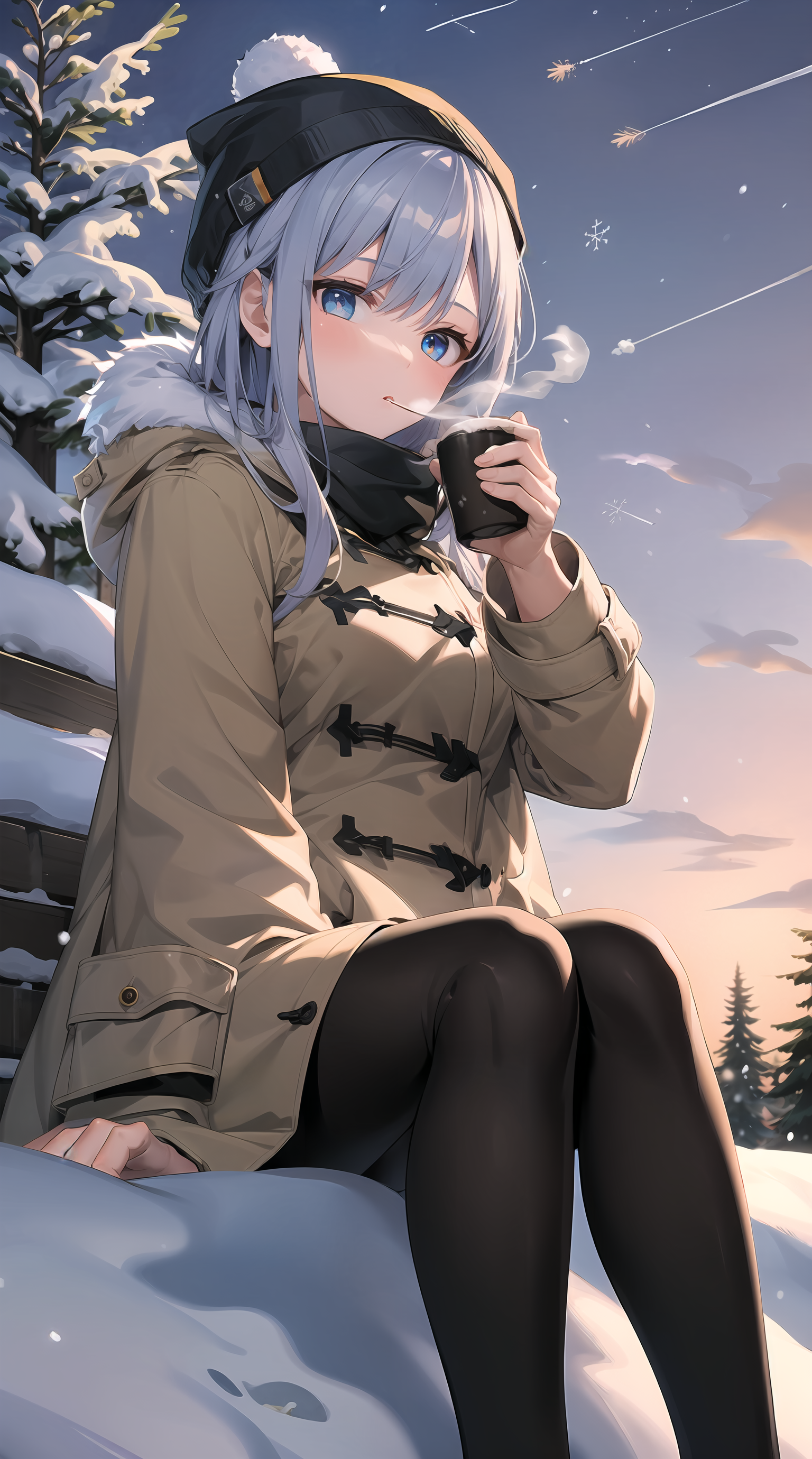 01631-3382727894-1girl, sitting, snow, snow, coat, winter clothes, winter clothes, winter uniform, holding, cup, contrail, smoke, hot chocolate,.png